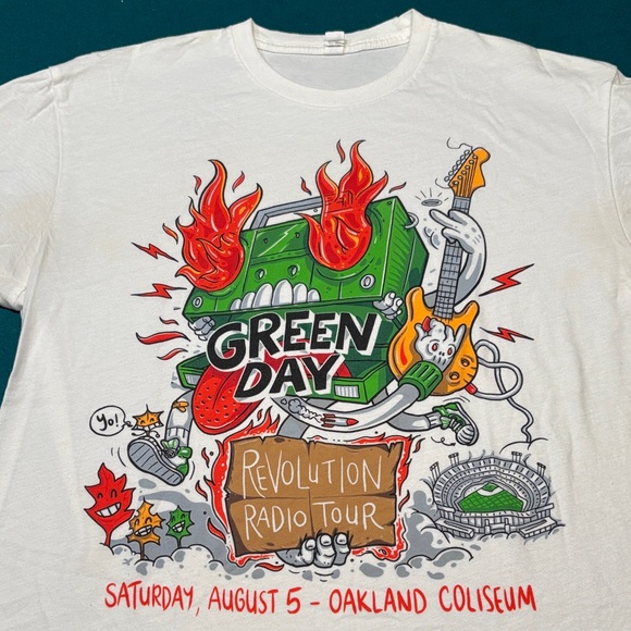 Green Day Other - Green Day 2017 Revolution Radio Tour White T-Shirt , L , $32